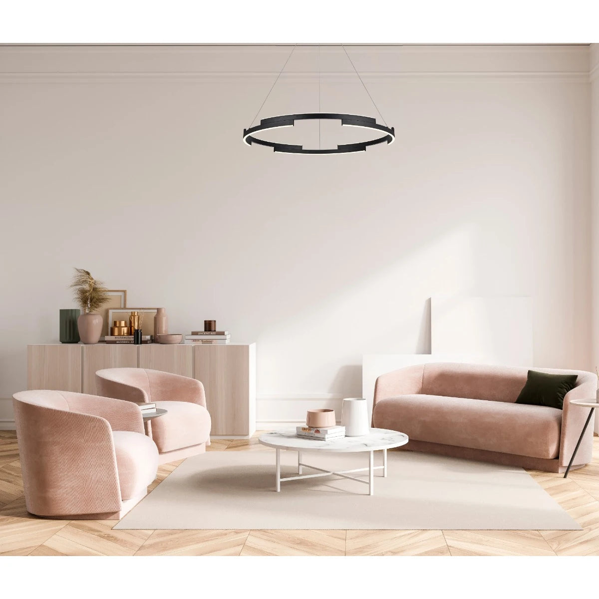 Lustra LED Castle, negru mat, 45W, 2700lm, 3000K, D.80cm, IP20, Smarter, 01-3176