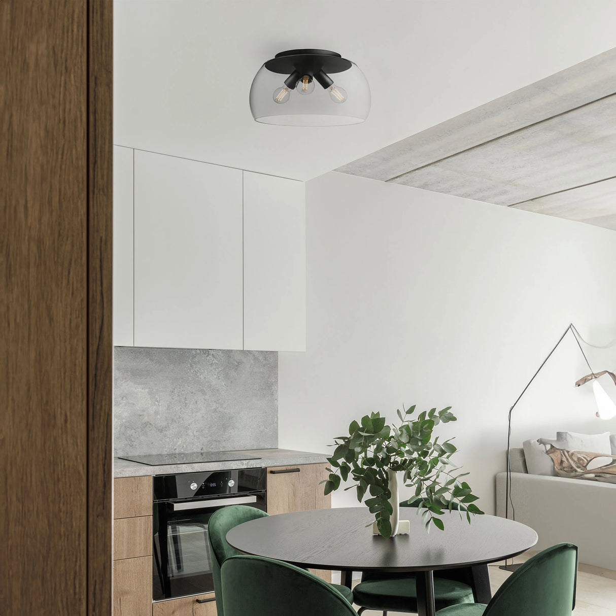 Plafoniera Croma, negru mat, sticla fumurie, 3XE27, IP20, Smarter, 01-3065