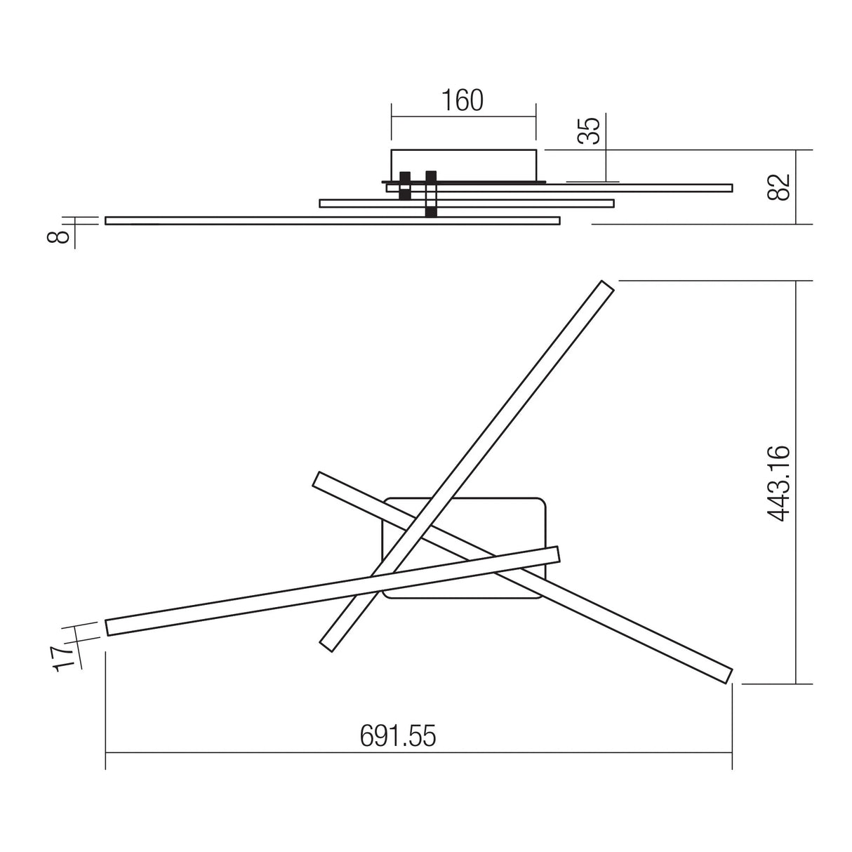 Plafoniera LED Yuno, bronz, 26W, 1686lm, 3000K, L.69cm, IP20, Smarter, 01-2967