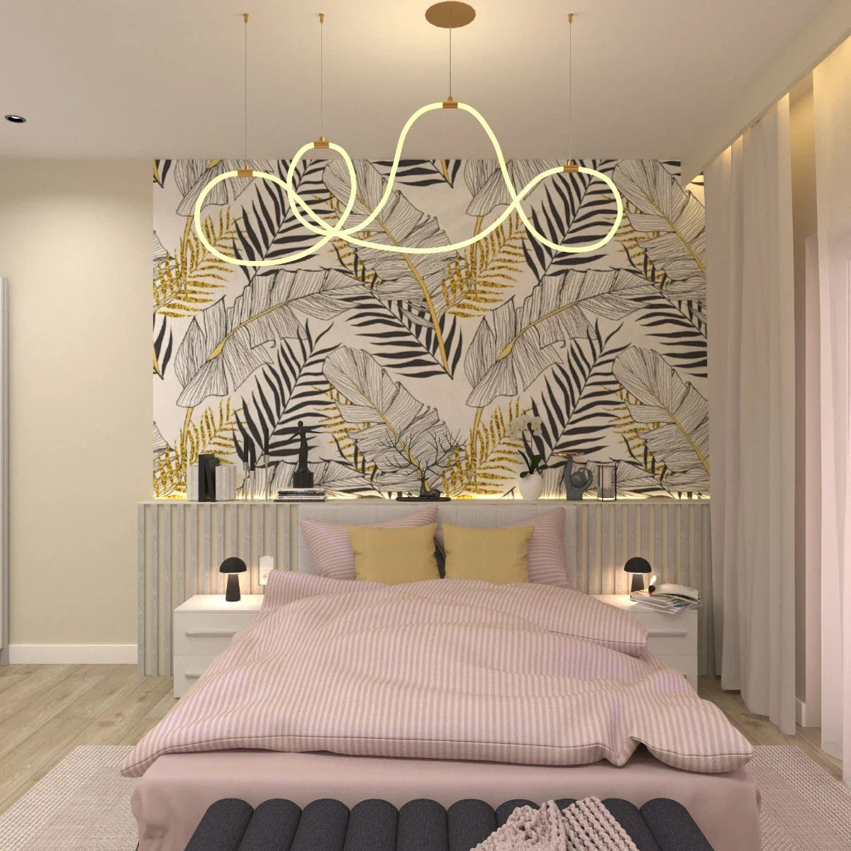 Lustra Henk, auriu mat, LED, 54W, 2700 lumeni, lumina calda 3000K, L.150 cm, Smarter 01-3556