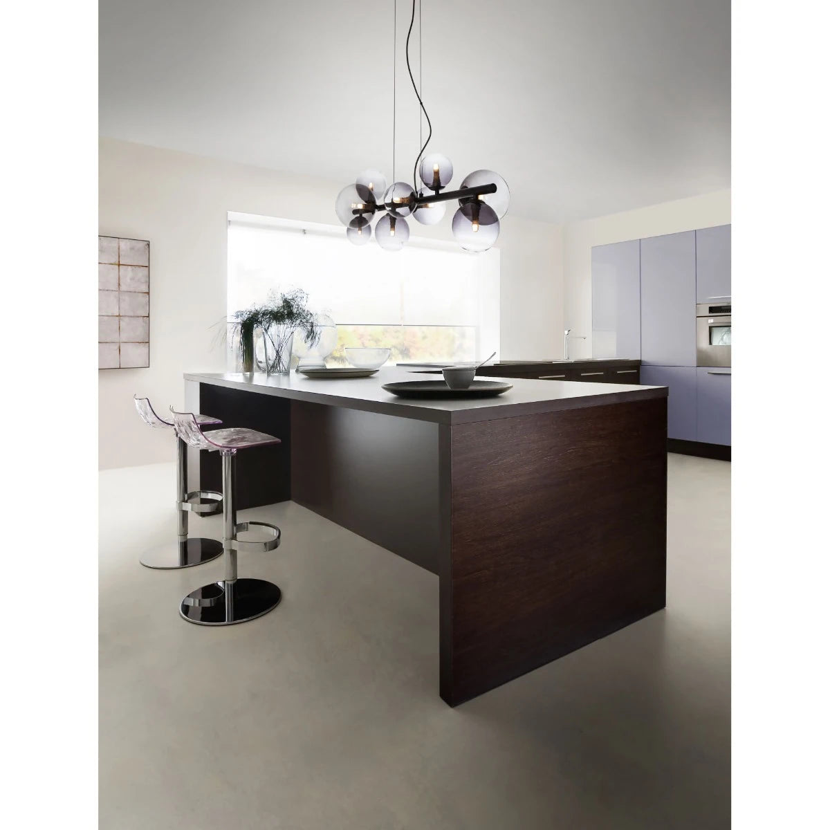 Lustra Astra, negru mat, fumuriu degrade, 9XG9, L.86 cm, Smarter 01-3989