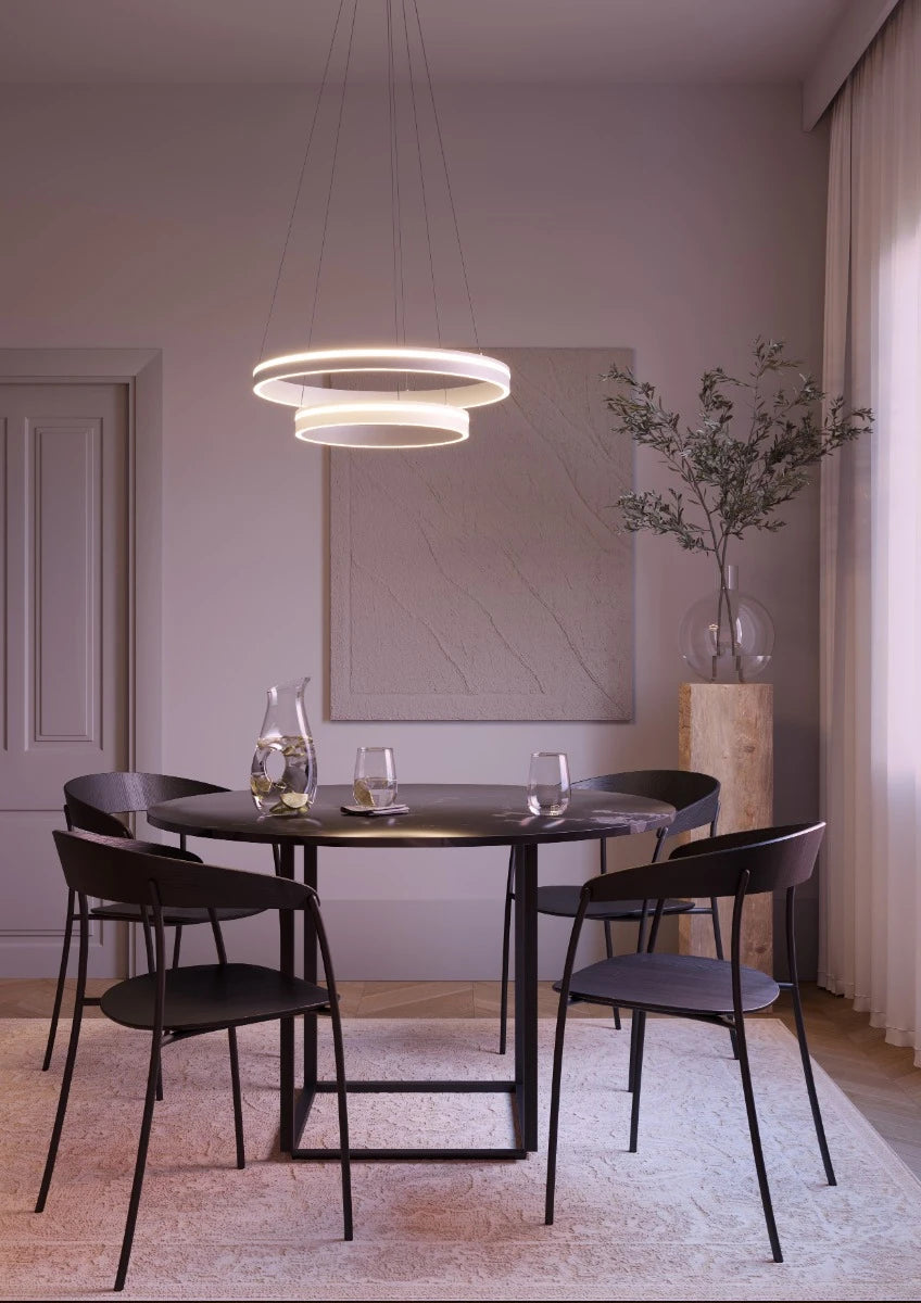 Lustra Valdis, alb mat, LED CCT, 55W, 2710 lumeni, 3000K/4000K, D.59 cm, Smarter 01-3777