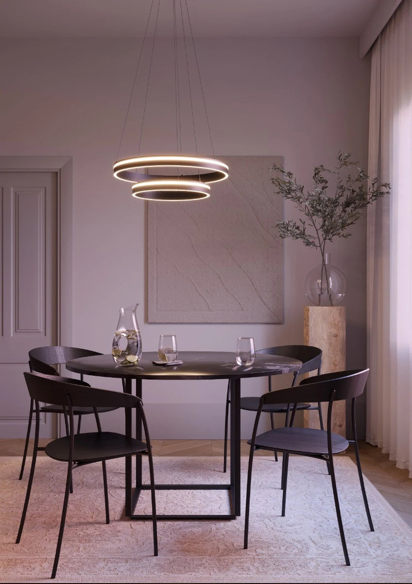 Lustra Valdis, negru mat, LED CCT, 55W, 2710 lumeni, 3000K/4000K, D.59 cm, Smarter 01-3779