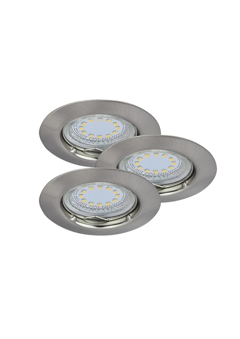 Spot LED incastrat Lite, crom satin, GU10, 3x3W, 3x240lm, 3000K, D.8,2cm, IP44, Rabalux, 1163