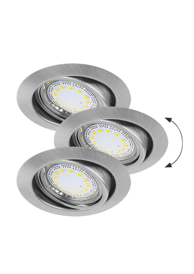 Spot LED incastrat Lite, crom satin, GU10, 3x3W, 3x240lm, 3000K, D.8,6cm, IP40, Rabalux, 1166