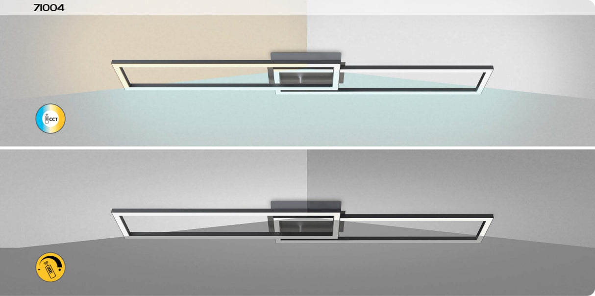 Plafoniera LED Nefertum, negru, 38W, 3150lm, 3000K-6500K, WIFI, IP20, Rabalux, 71004