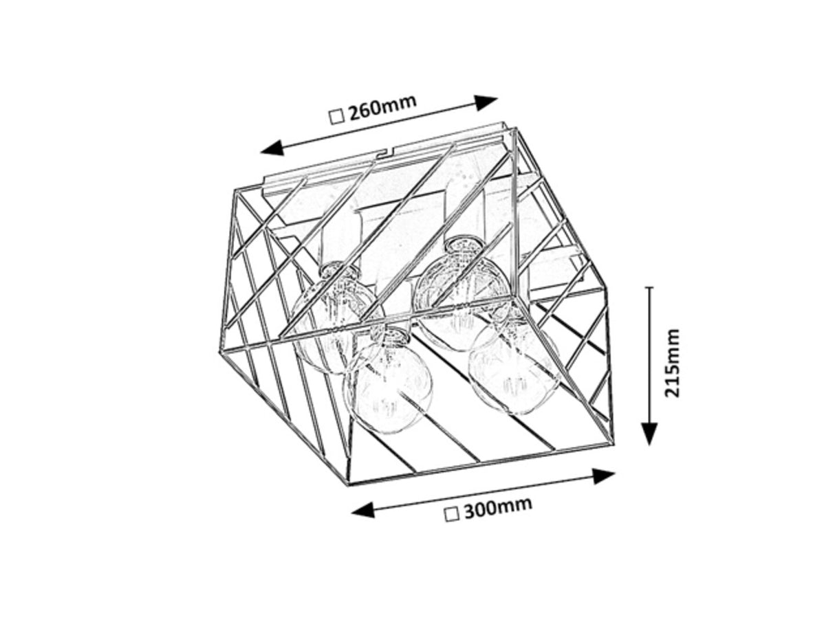 Plafoniera Boroo, negru mat, 4xE27, IP20, Rabalux, 71027
