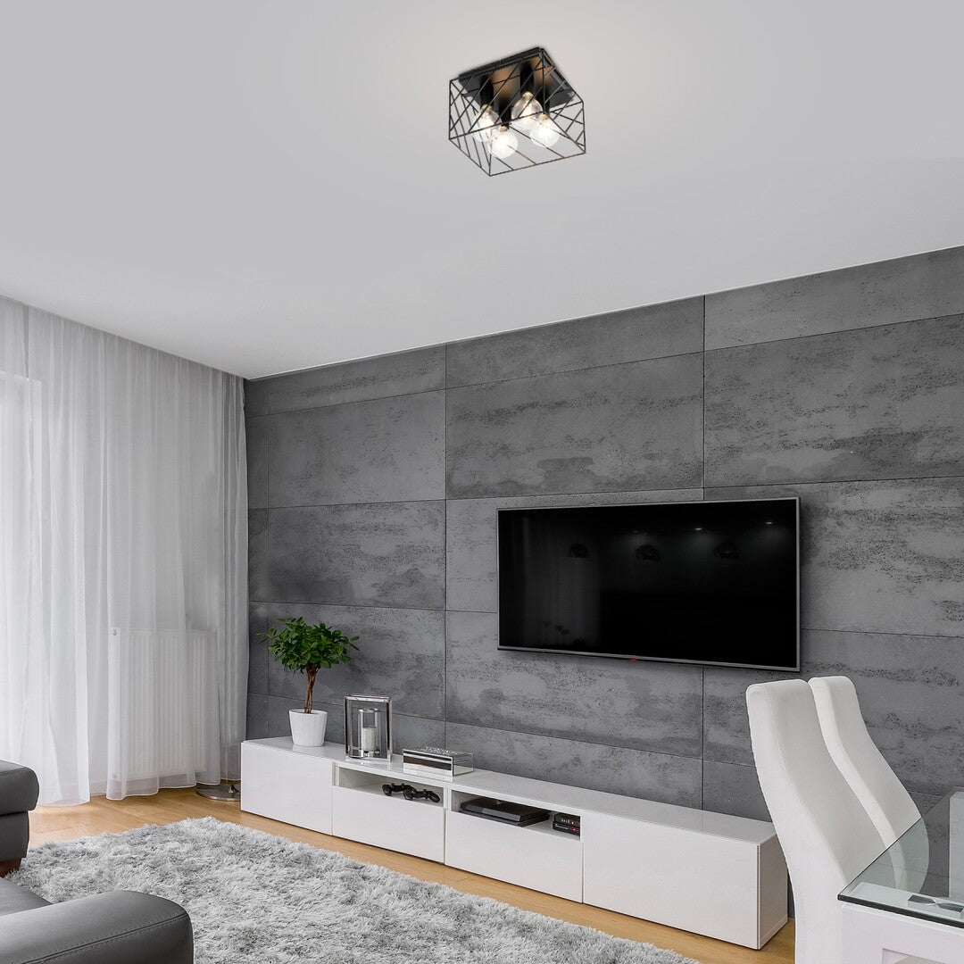 Plafoniera Boroo, negru mat, 4xE27, IP20, Rabalux, 71027