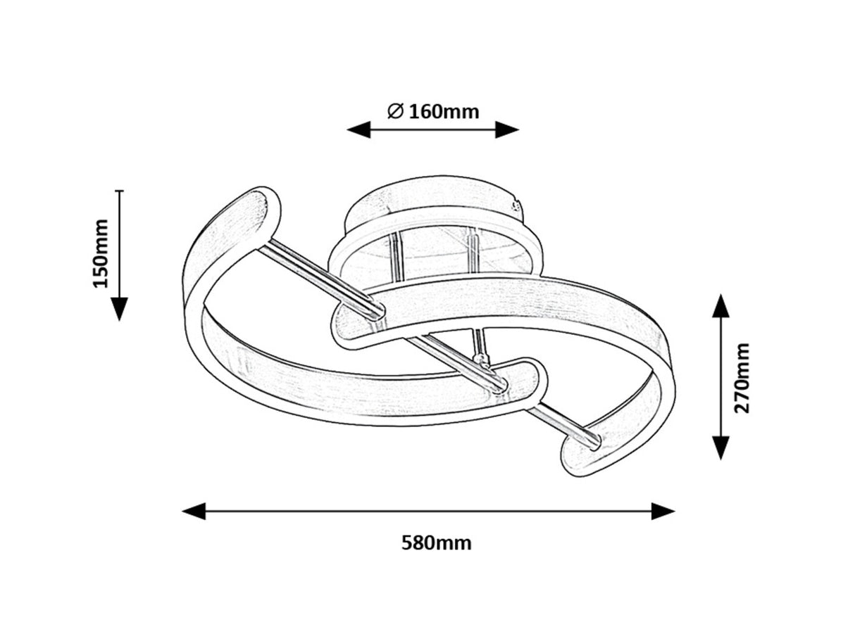 Plafoniera LED Jarnelle, crom satin, 30W, 2150lm, 3000K, IP20, Rabalux, 71052