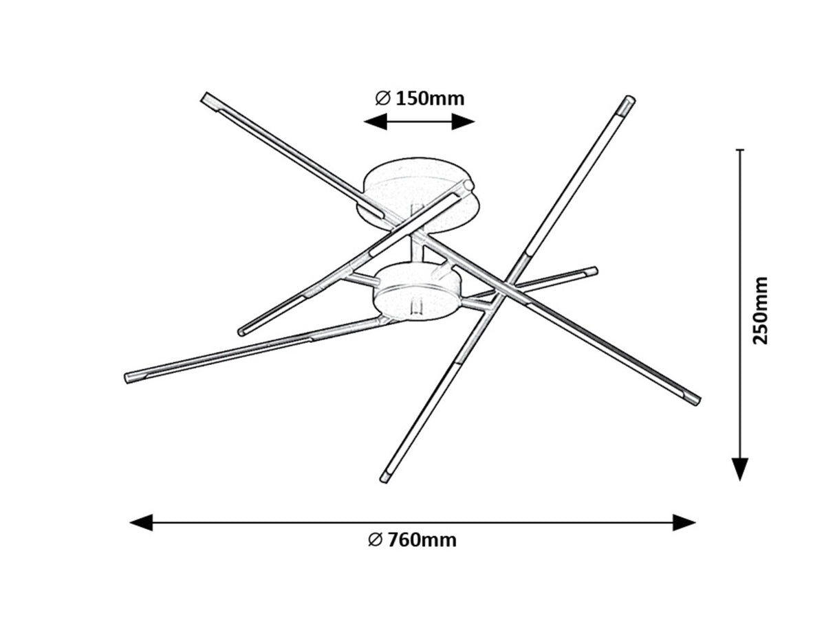 Plafoniera LED Henli, negru mat, 30W, 1300lm, 3000K, L.76cm, IP20, Rabalux, 71056