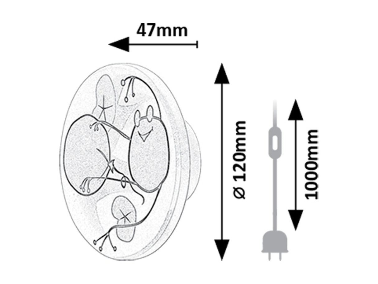 Aplica pentru copii Froggo, alb, LED 9W, 800lm, 3000, 4000, 6500K, D.12,IP20, Rabalux, 71070