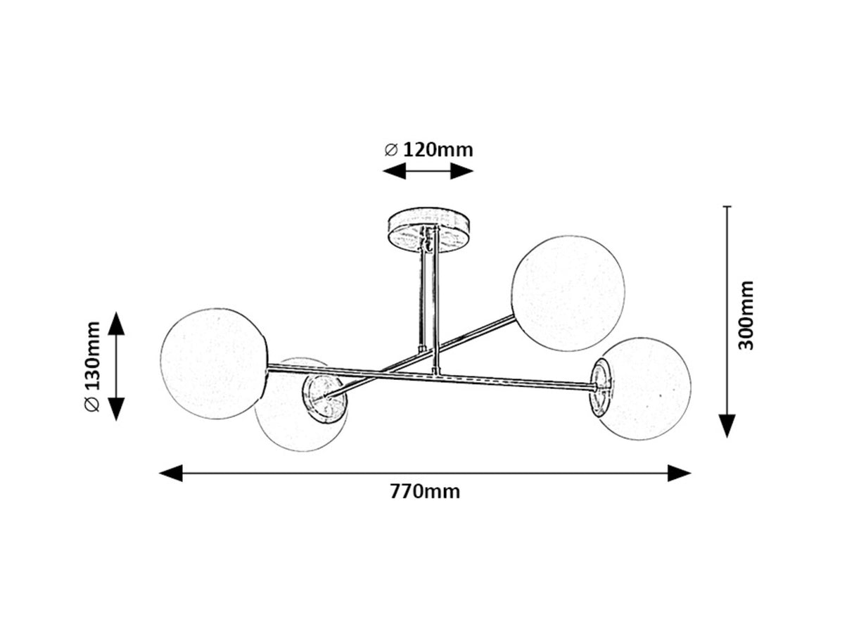 Plafoniera Kiara, auriu, 4xE27, L.77cm, IP20, Rabalux, 71082