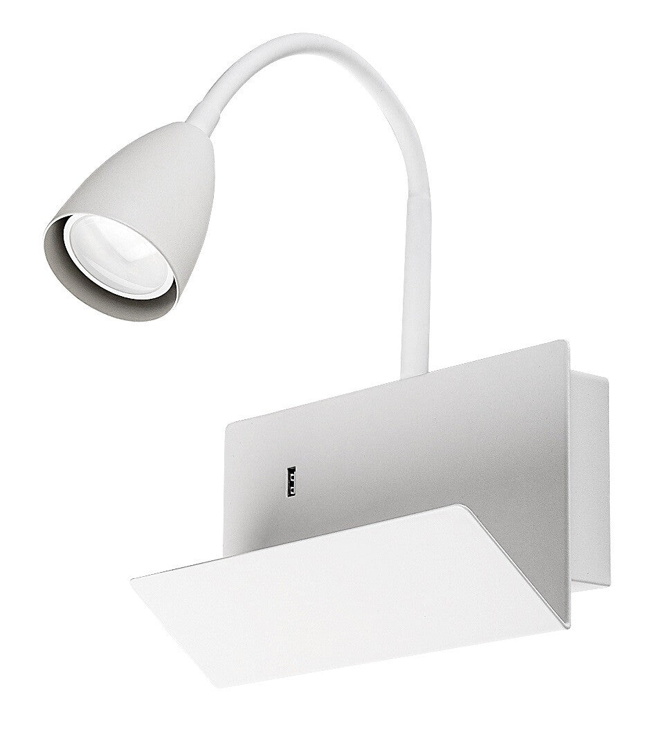 Aplica Tacito, 1xGU10, alb, reglabila, USB, Rabalux 71090