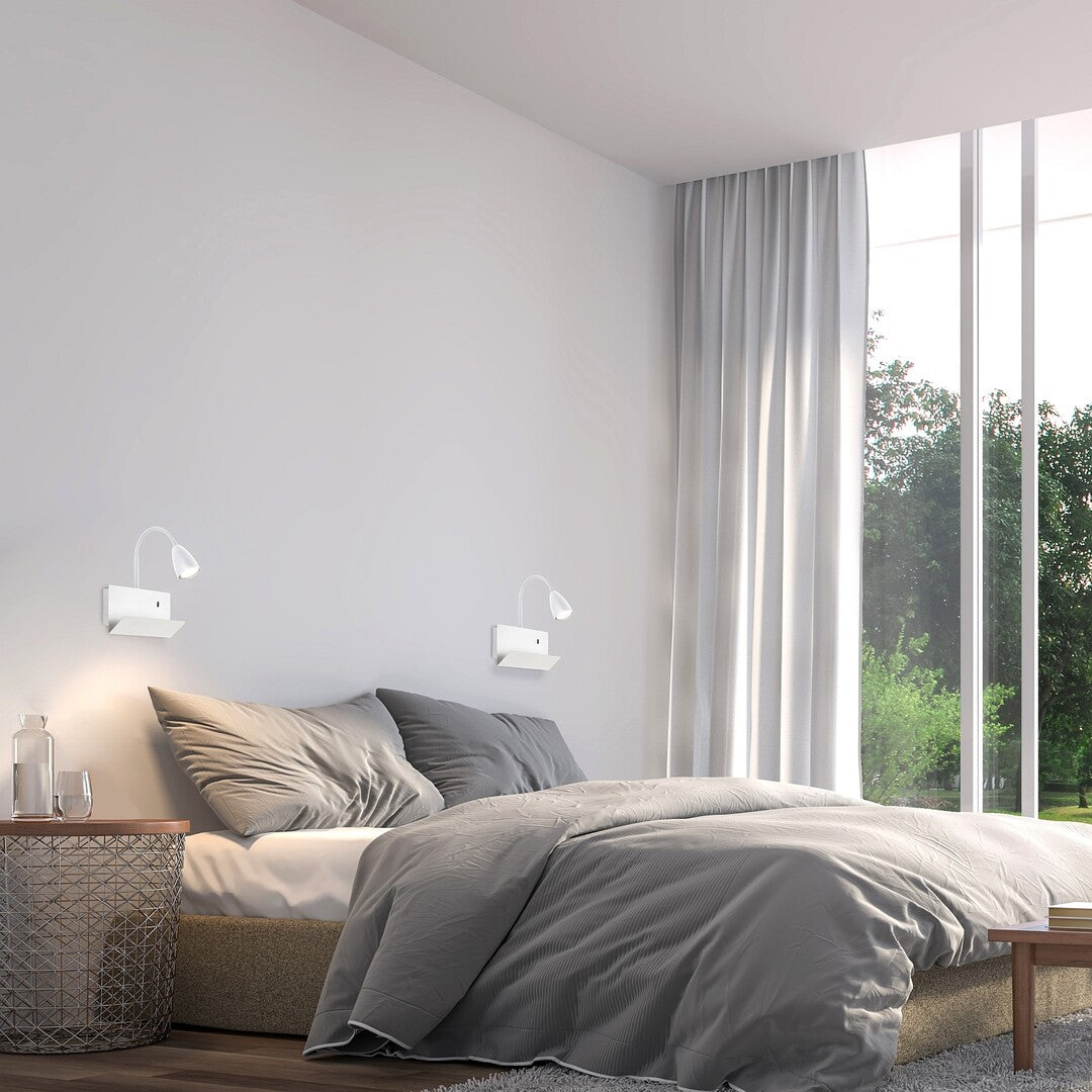 Aplica Tacito, 1xGU10, alb, reglabila, USB, Rabalux 71090