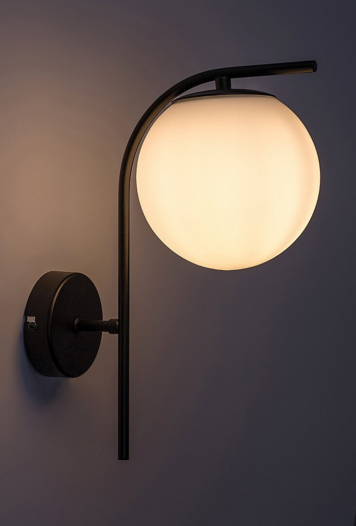 Aplica Ghita, 1xE27, negru, sticla opal, D.15 cm, Rabalux 71139