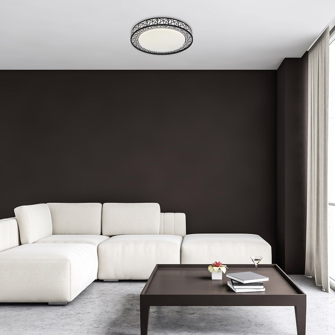 Plafoniera LED Nilin, negru, 48W, 3400lm, 3000K-4000K-6500K, telecomanda, D.49cm, IP20, Rabalux, 71140