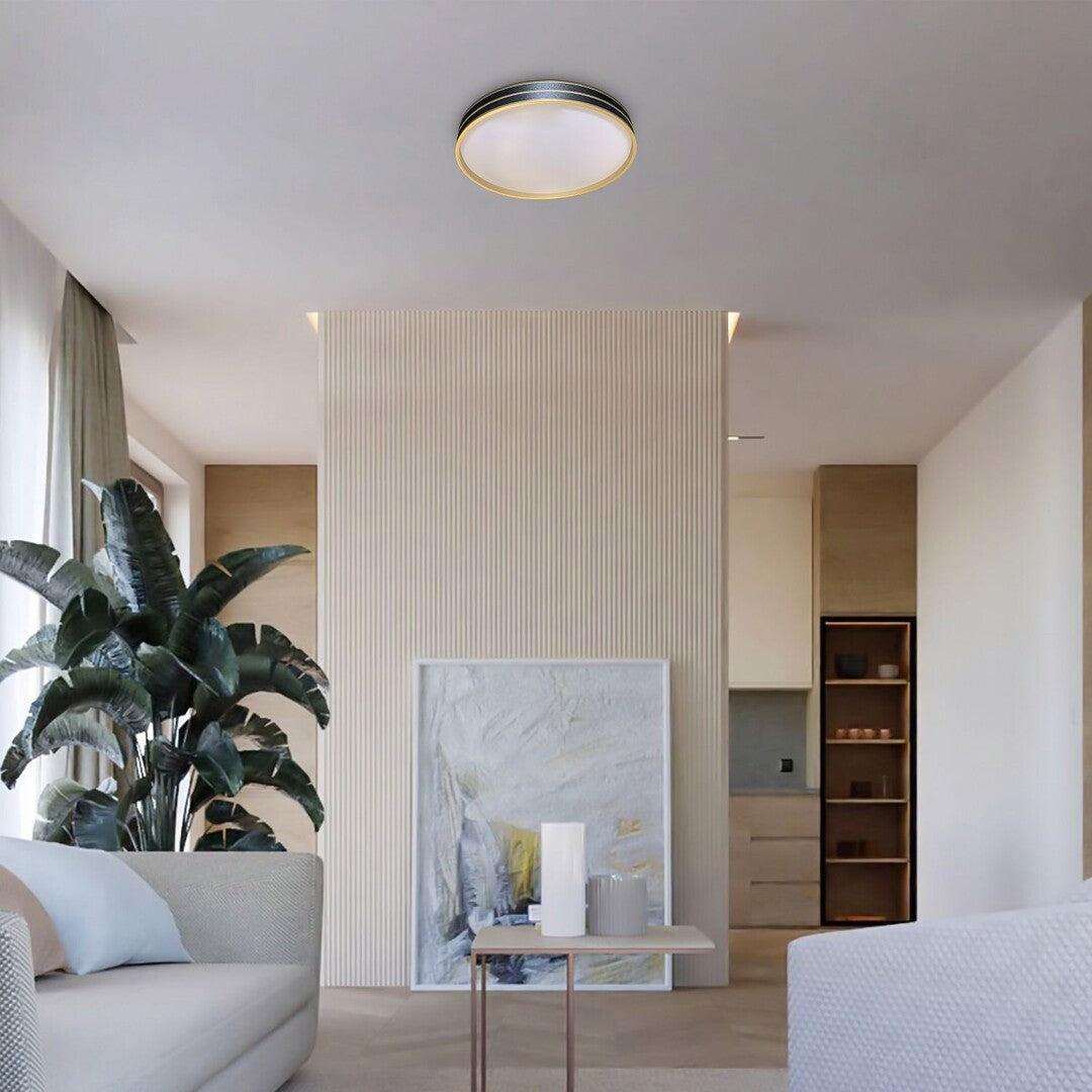Plafoniera LED Gandor, negru/auriu, 24W, 1850lm, 3000K-6500K, telecomanda, D.39 cm, IP20, Rabalux, 71141