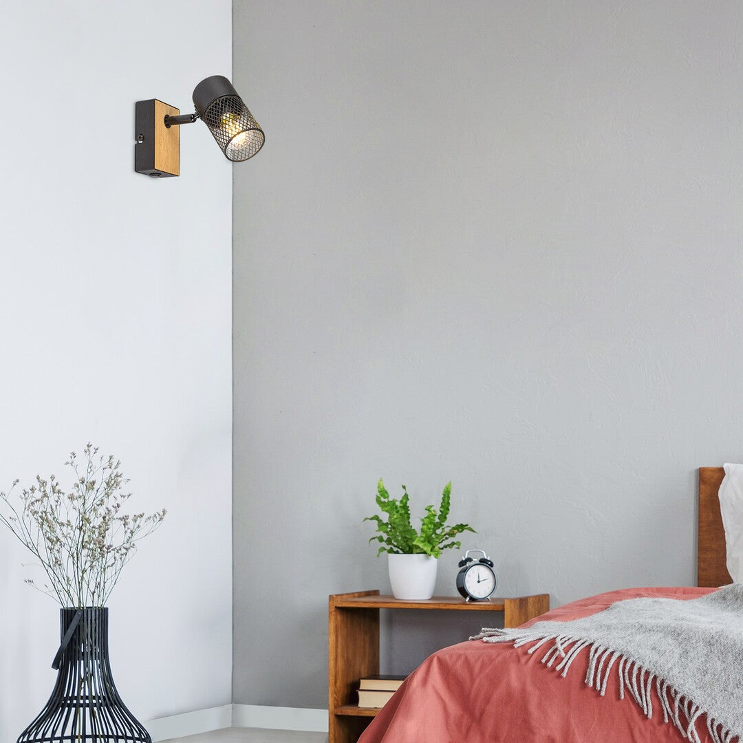 Aplica Metta, 1xE14, negru mat, lemn, Rabalux 71151