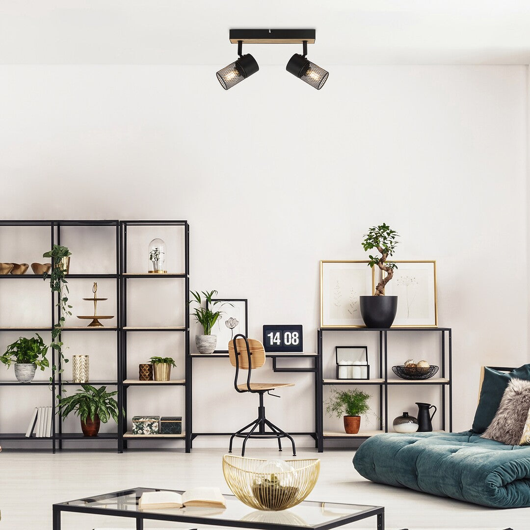 Plafoniera Metta, negru mat, 2xE14, IP20, Rabalux, 71152