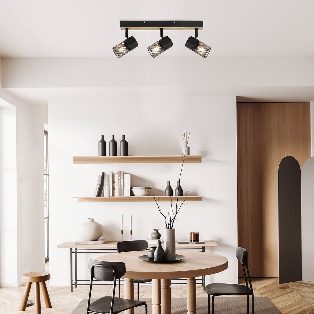 Plafoniera Metta, negru mat, 3xE14, L.41 cm, IP20, Rabalux, 71153