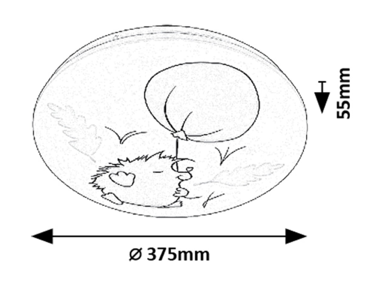 Plafoniera pentru copii Hedgy, alb, LED 24W, 1320lm, 3000K, D.37.5,IP20, Rabalux, 71191