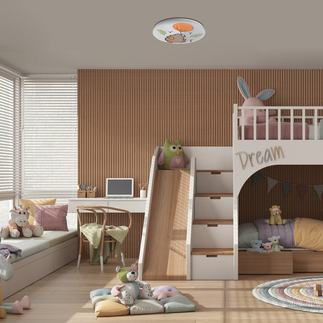 Plafoniera pentru copii Hedgy, alb, LED 24W, 1320lm, 3000K, D.37.5,IP20, Rabalux, 71191