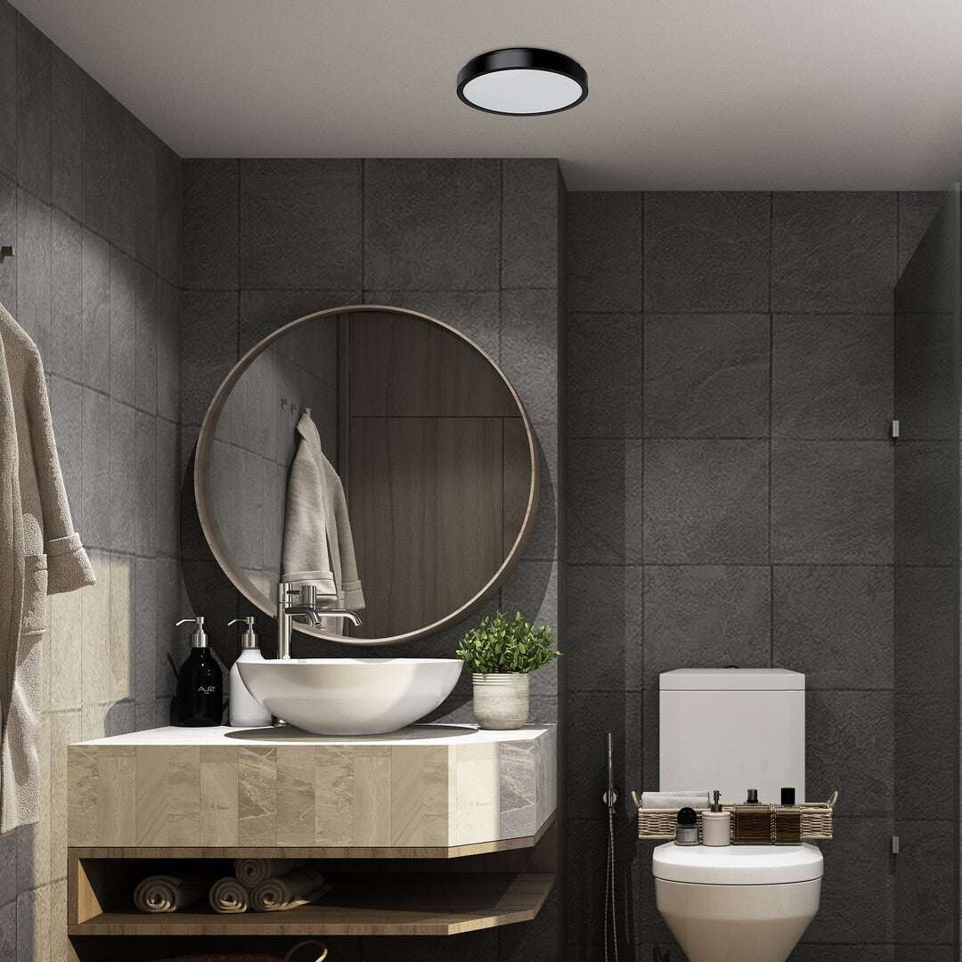 Plafoniera baie Samira, negru, LED, 18W, 1380 lumeni, 4000K, D.25 cm, IP44, Rabalux 71252