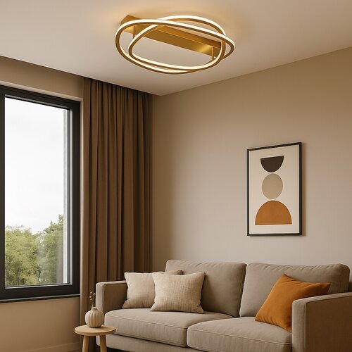 Plafoniera LED Kallira, auriu mat, 72W, 3800lm, 3000K, D.59cm, IP20, Rabalux, 71280
