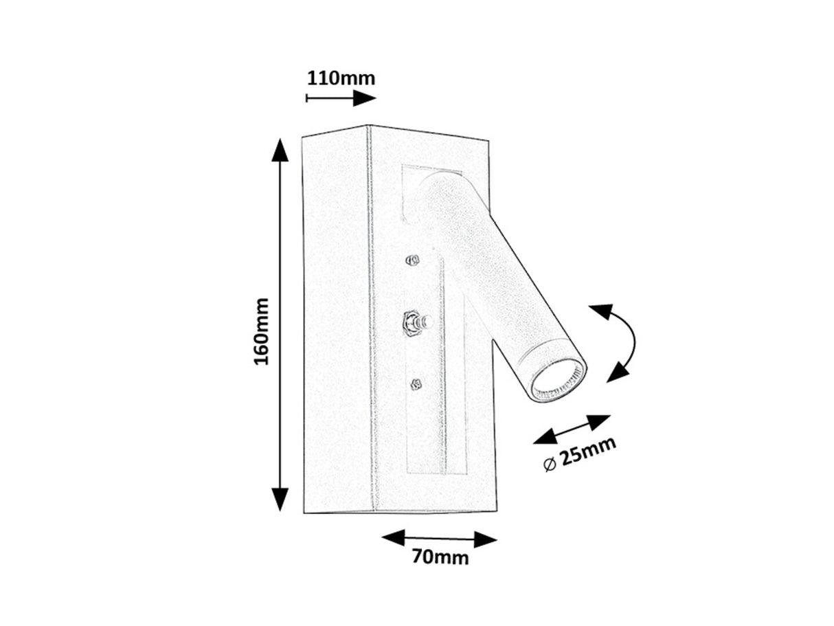 Aplica Gello, negru, LED, 4W, 220 lumeni, alb cald 3000K, Rabalux 71285