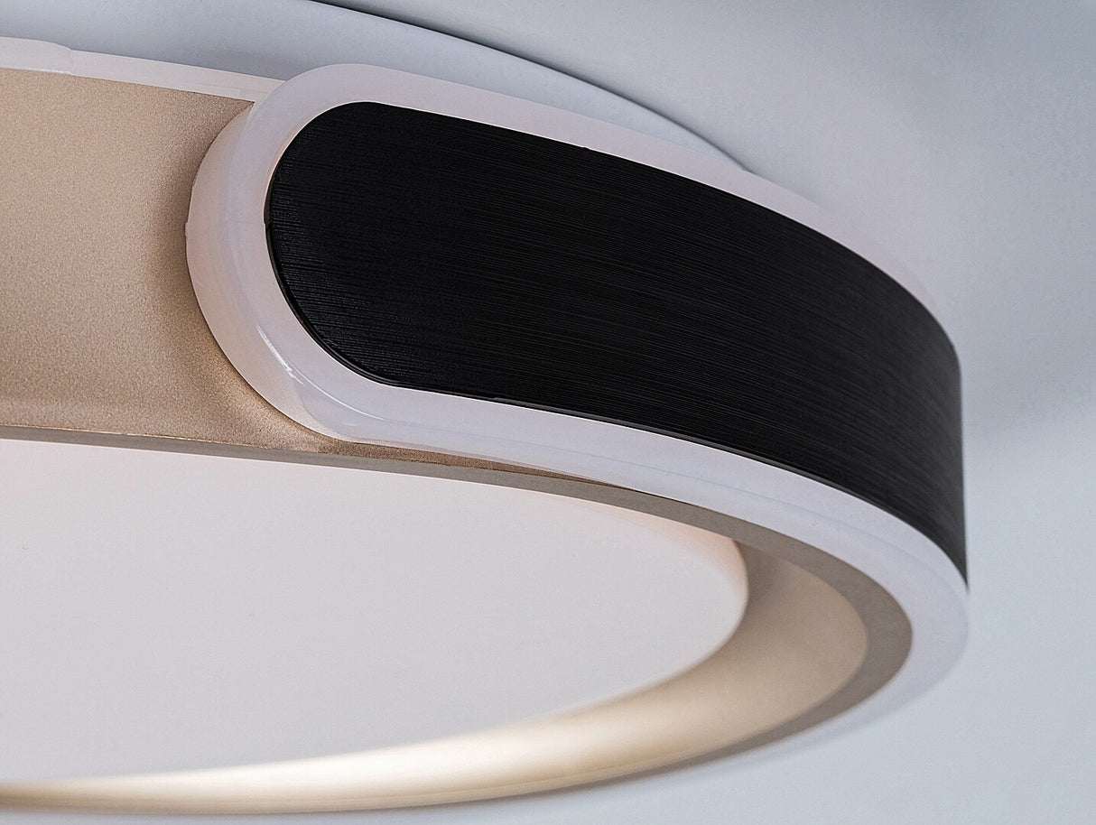 Plafoniera LED Jindri, negru/auriu, 48W, 3000lm, 3000K/6500K, telecomanda, IP20, Rabalux, 71292