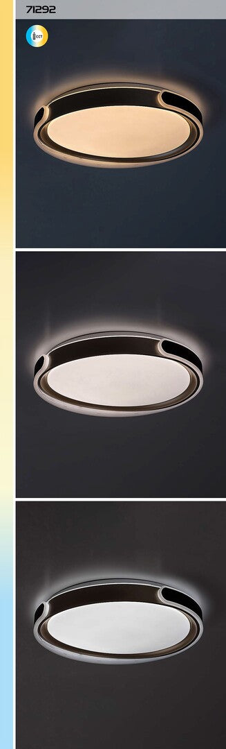 Plafoniera LED Jindri, negru/auriu, 48W, 3000lm, 3000K/6500K, telecomanda, IP20, Rabalux, 71292