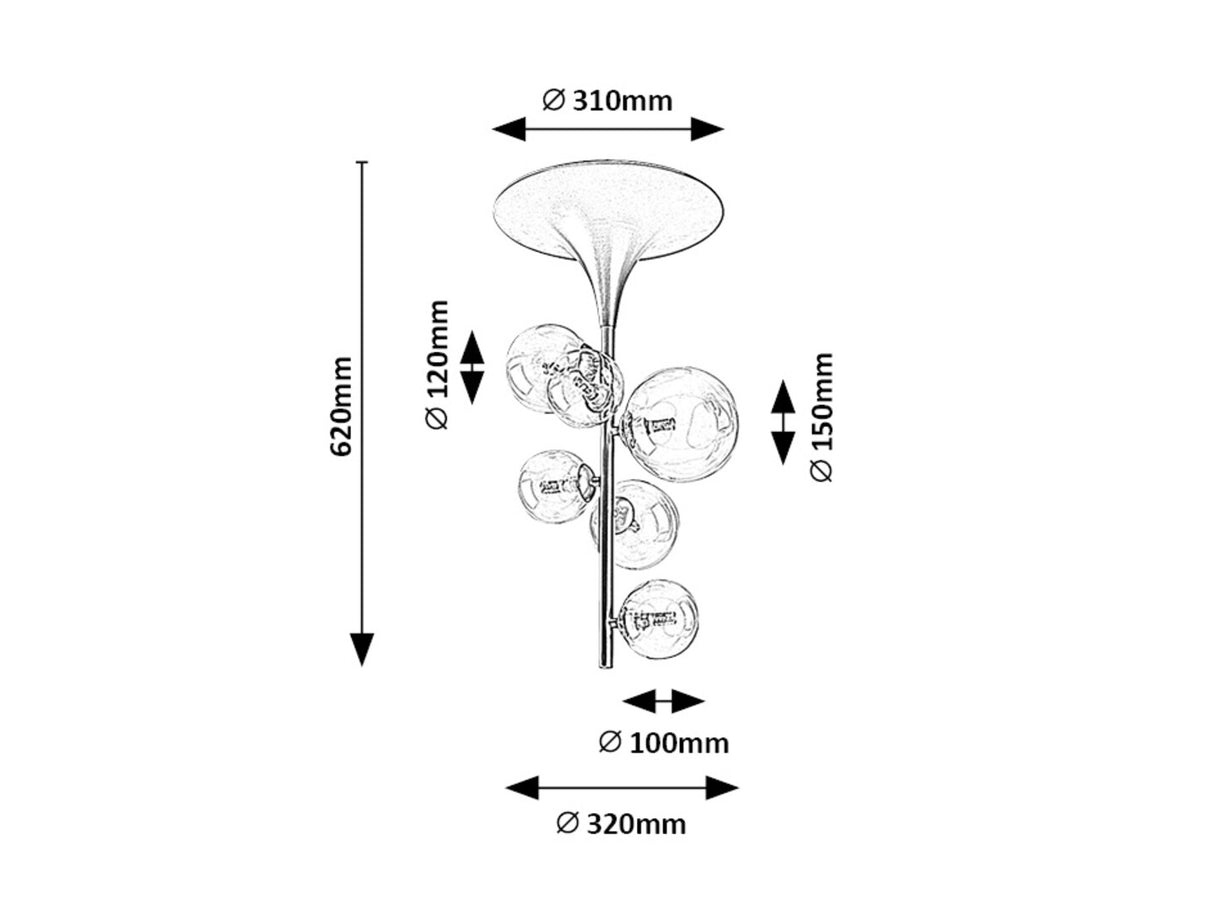 Plafoniera Aslov, auriu, 6xG9, IP20, Rabalux, 71298