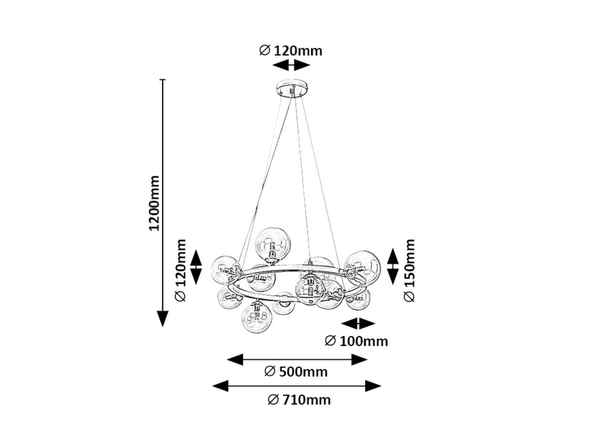 Lustra suspendata Aslov, auriu, 11xG9, IP20, Rabalux, 71300