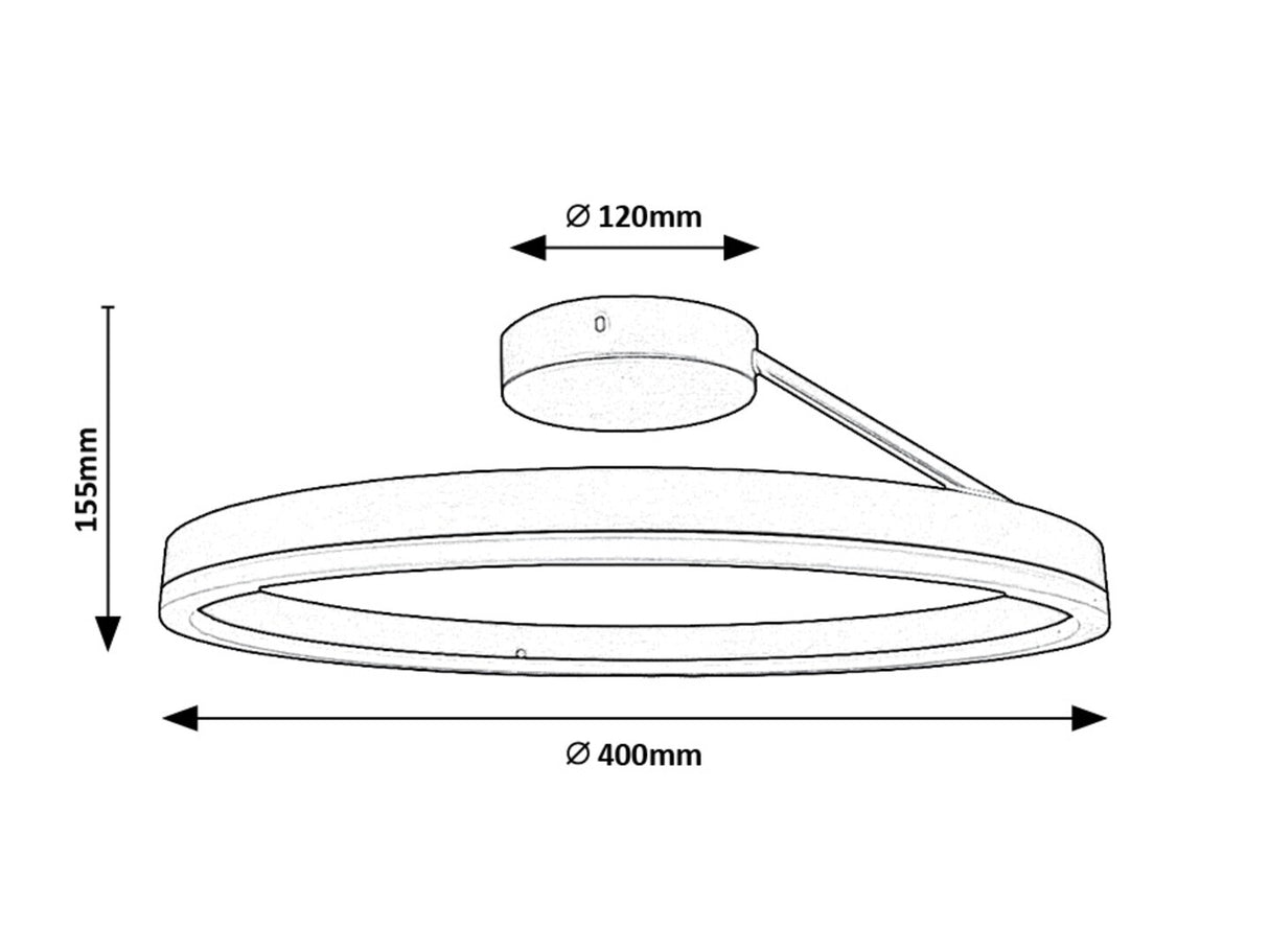 Plafoniera LED Isaure, negru, 24W, 1600lm, 3000K, 4000K, 6500K, IP20, Rabalux, 71302