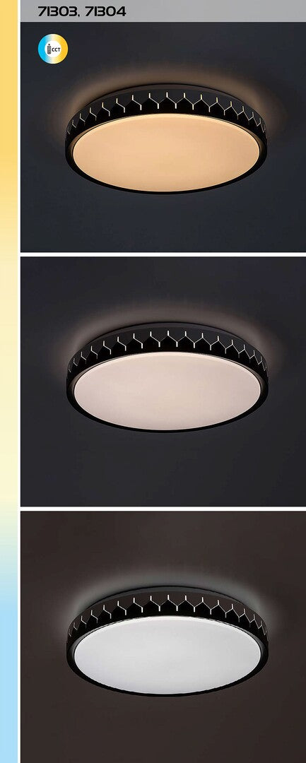 Plafoniera LED Malin, negru/gri, 48W, 3000lm, 3000K/6500K, telecomanda, IP20, Rabalux, 71304