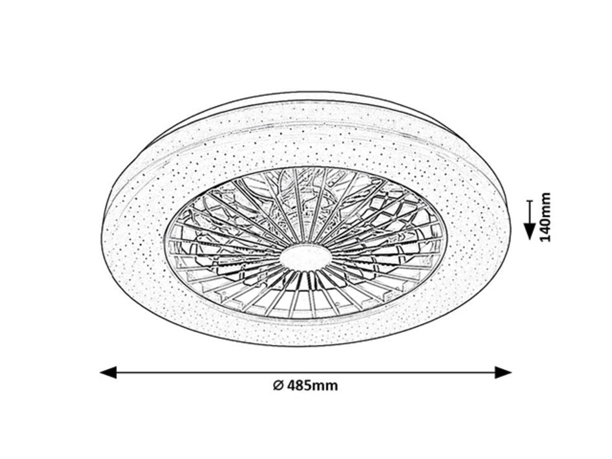 Plafoniera LED Dalfon2 cu ventilator, 48W, 1900lm, 3000K-6500K, D.48,5cm, IP20, Rabalux, 71329