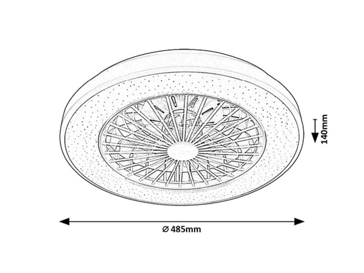 Plafoniera LED Dalfon2 cu ventilator, 48W, 2400lm, 3000K-6500K, D.48,5cm, IP20, Rabalux, 71332