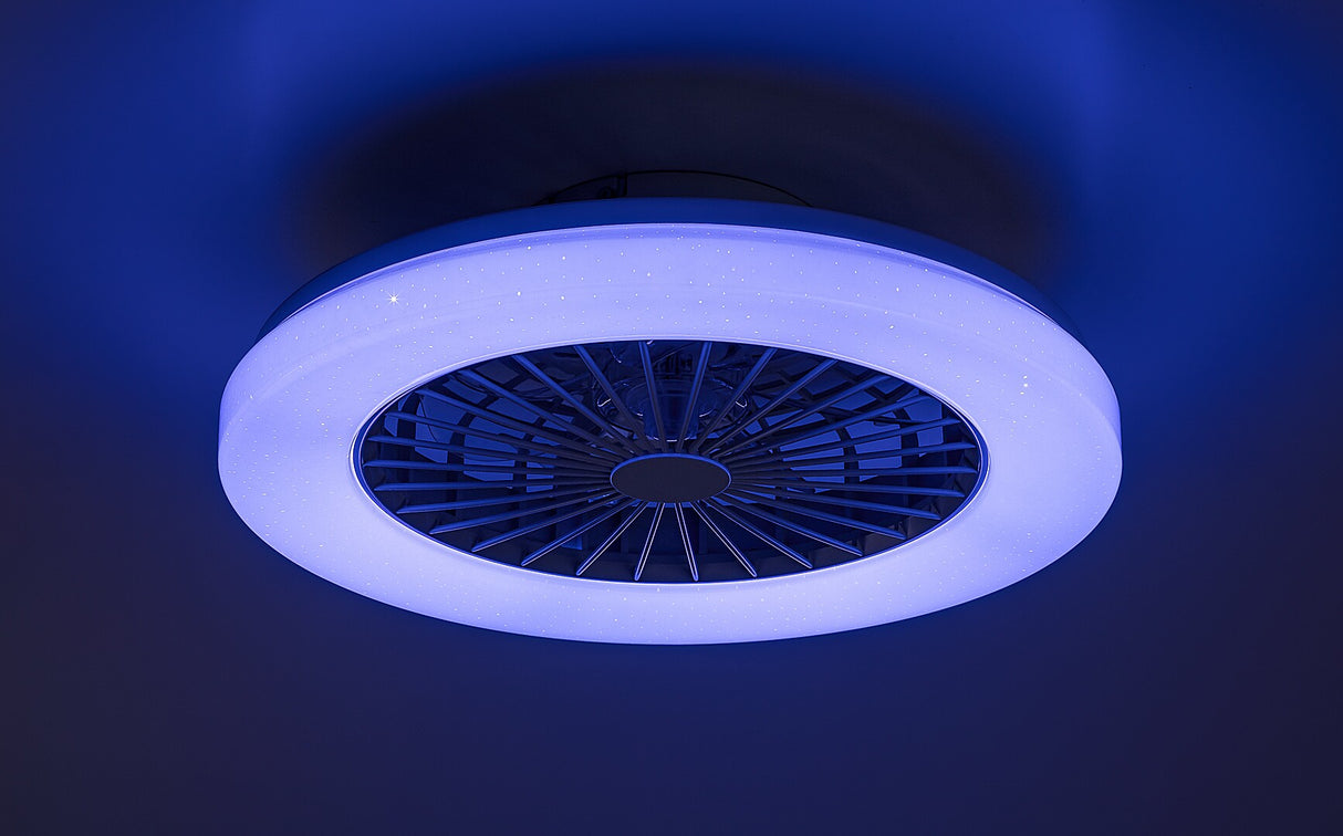 Plafoniera LED Dalfon2 cu ventilator, 48W, 3500lm, 3000K-6500K, RGB, D.48,5cm, IP20, Rabalux, 71333