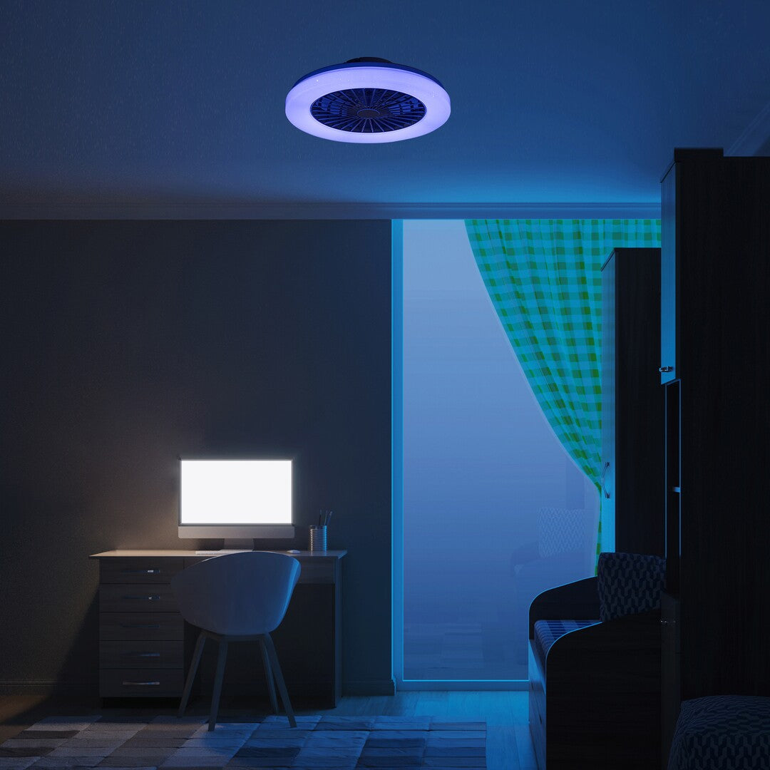 Plafoniera LED Dalfon2 cu ventilator, 48W, 3500lm, 3000K-6500K, RGB, D.48,5cm, IP20, Rabalux, 71333