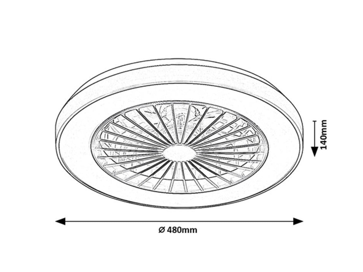 Plafoniera LED Dalfon2 cu ventilator, 40W, 2200lm, 3000K-6500K, WIFI, D.48cm, IP20, Rabalux, 71336