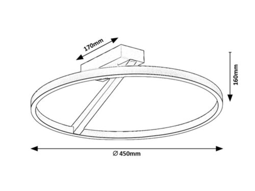 Plafoniera LED Renara, negru/auriu, 24W, 1150lm, 3000K, D.45cm, IP20, Rabalux, 71351