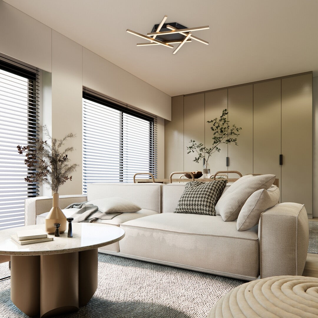 Plafoniera LED Severine, negru/auriu, 40W, 2060lm, 3000K, IP20, Rabalux, 71365