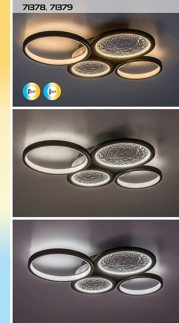 Plafoniera LED Aranis, negru, 40W, 2300lm, 3000-6500K, IP20, Rabalux, 71378