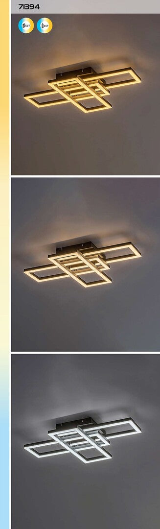 Plafoniera LED Mereni, negru, 40W, 2560lm, 3000-6500K, IP20, Rabalux, 71394