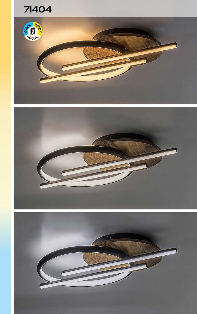 Plafoniera LED Arash, negru, 40W, 2200lm, 3000/4000/6500K, IP20, Rabalux, 71404