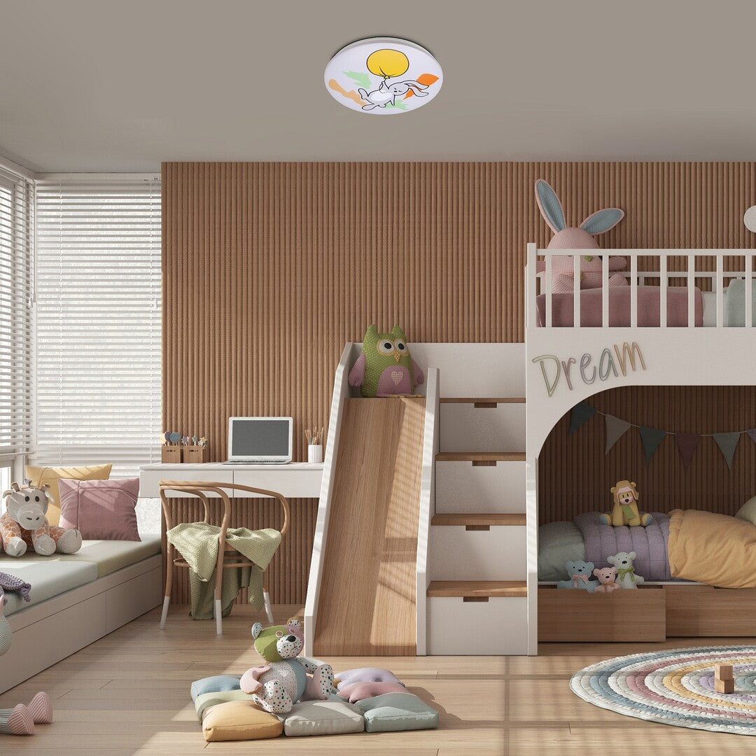 Plafoniera pentru copii Hopply, alb, LED 24W, 1440lm, 3000K, D.37.5cm, IP20, Rabalux, 71409