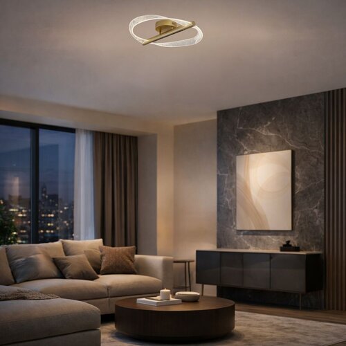 Plafoniera LED Olyssia, auriu, 24W, 1300lm, 3000K, L.52cm, IP20, Rabalux, 71464