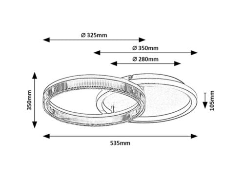 Plafoniera LED Rivona, auriu, 22W, 1500lm, 3000K-6500K, L.53cm, IP20, Rabalux, 71472