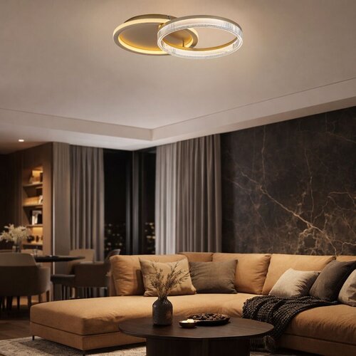Plafoniera LED Rivona, auriu, 22W, 1500lm, 3000K-6500K, L.53cm, IP20, Rabalux, 71472