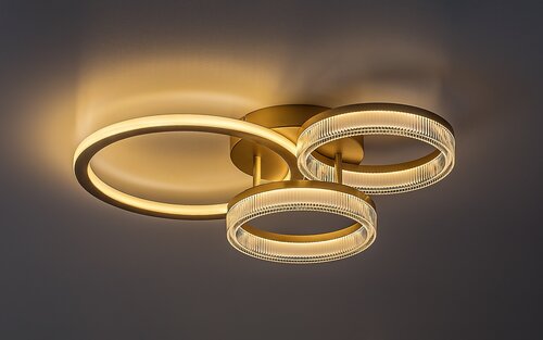 Plafoniera LED Rivona, auriu, 38W, 3500lm, 3000K-6500K, L.58cm, IP20, Rabalux, 71473